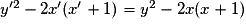 {y}'^{2}-2{x}'({x}'+1)=y^{2}-2x(x+1)