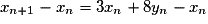x_{n+1}-x_n = 3x_n+8y_n-x_n