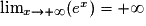 \lim_{x\rightarrow +\infty }(e^{x})=+\infty
