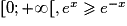 [0;+\infty [, e^{x}\geqslant e^{-x}
