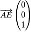 \overrightarrow{AE}\begin{pmatrix}0\\0\\1\end{pmatrix}