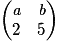 \begin{pmatrix}\textit{a} & \textit{b}\\2 & 5\end{pmatrix}