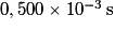 0,500\times10^{-3}\,\mathrm s