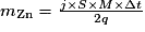m_{\mathrm {Zn}}=\frac{j\times S\times M\times \Delta t}{2q}