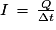I\,=\,\frac{Q}{\Delta{t}}