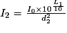 I_{2}=\frac{I_{0}\times10^{\frac{L_{1}}{10}}}{d_{2}^{2}}