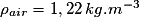 \rho_{air} = 1,22\,kg.m^{-3}
