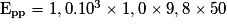 \mathrm{E_{pp}}= 1,0.10^{3}\times 1,0\times 9,8\times 50