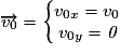 \overrightarrow{v_{0}}= \left\{\begin{matrix}v_{0x}= v_{0}\\v_{0y}= \textit{0}\end{matrix}\right.