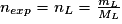 n_{exp} = n_{L} = \frac{m_{L}}{M_{L}}