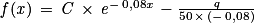 \mathit{f}(\mathit{x})\, =\, \mathit{C}\, \times \, \mathit{e}^{-\, 0,08\mathit{x}}\,-\frac{\mathit{q}}{50\, \times \, (-\, 0,08)}