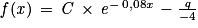 \mathit{f}(\mathit{x})\, =\, \mathit{C}\, \times \, \mathit{e}^{-\, 0,08\mathit{x}}\,-\frac{\mathit{q}}{-4}