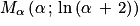 M_{\alpha }\left ( \alpha \, ;\, \mathrm{ln}\left ( \alpha\, +\, 2 \right ) \right )