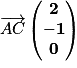 \overrightarrow{AC}\begin{pmatrix}\mathbf{2}\\\mathbf{-1}\\\mathbf{0}\end{pmatrix}