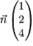 \vec{n}\begin{pmatrix}1\\2\\4\end{pmatrix}