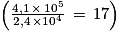 \left ( \frac{4,1\, \times \, 10^{5}}{2,4\, \times 10^{4}}\, = \, 17 \right )