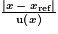 \frac{\left | x\: -\: x_{\textrm{ref}}\right | }{\mathrm{u}\left ( x \right )}