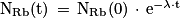 \mathrm{N}_{\mathrm{Rb}}(\mathrm{t})\, =\, \mathrm{N}_{\mathrm{Rb}}(\mathrm{0})\, \cdot \, \mathrm{e}^{-\lambda \cdot \mathrm{t}}