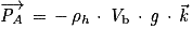 \overrightarrow{\mathit{P}_{\mathit{A}}}\, =\, -\, \mathrm{\rho} _{h}\, \cdot \, \mathit{V_{\mathrm{b}}}\, \cdot \, \mathit{g}\, \cdot \, \vec{\mathit{k}}