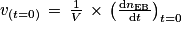 v_{\left ( t=0 \right )}\, =\, \frac{1}{V}\, \times \, \left ( \frac{\textrm{d}n_{\textrm{EB}}}{\textrm{d}t} \right )_{t=0}
