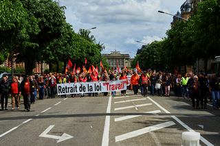 Grève pour la loi sur le travail à Strasbourg, France.