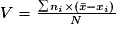 V = \frac{\sum {n_i \times(\bar{x}- x_i )} }{N}